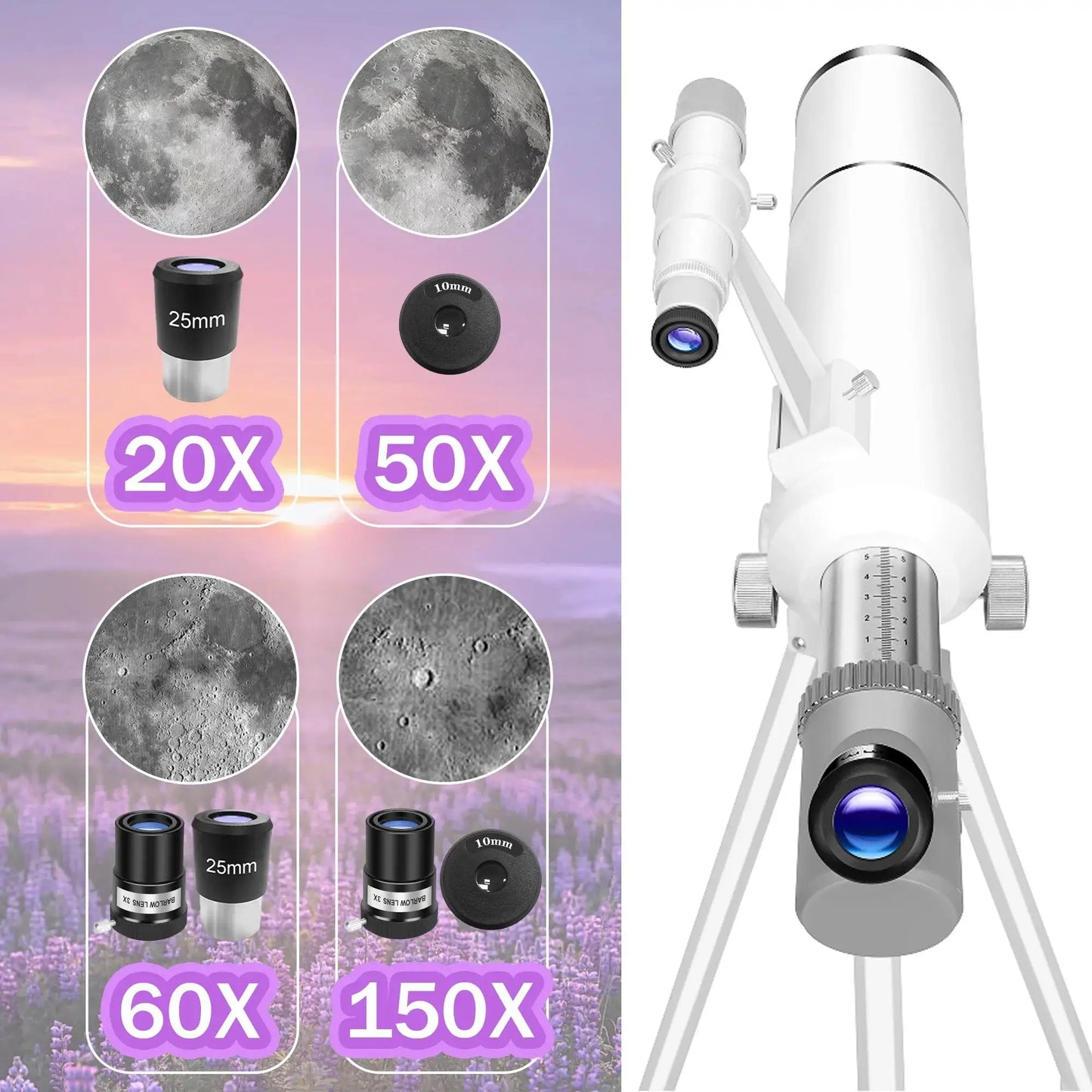 Adult Refractor Telescope With Tripod Phone Adapter Storage Bag