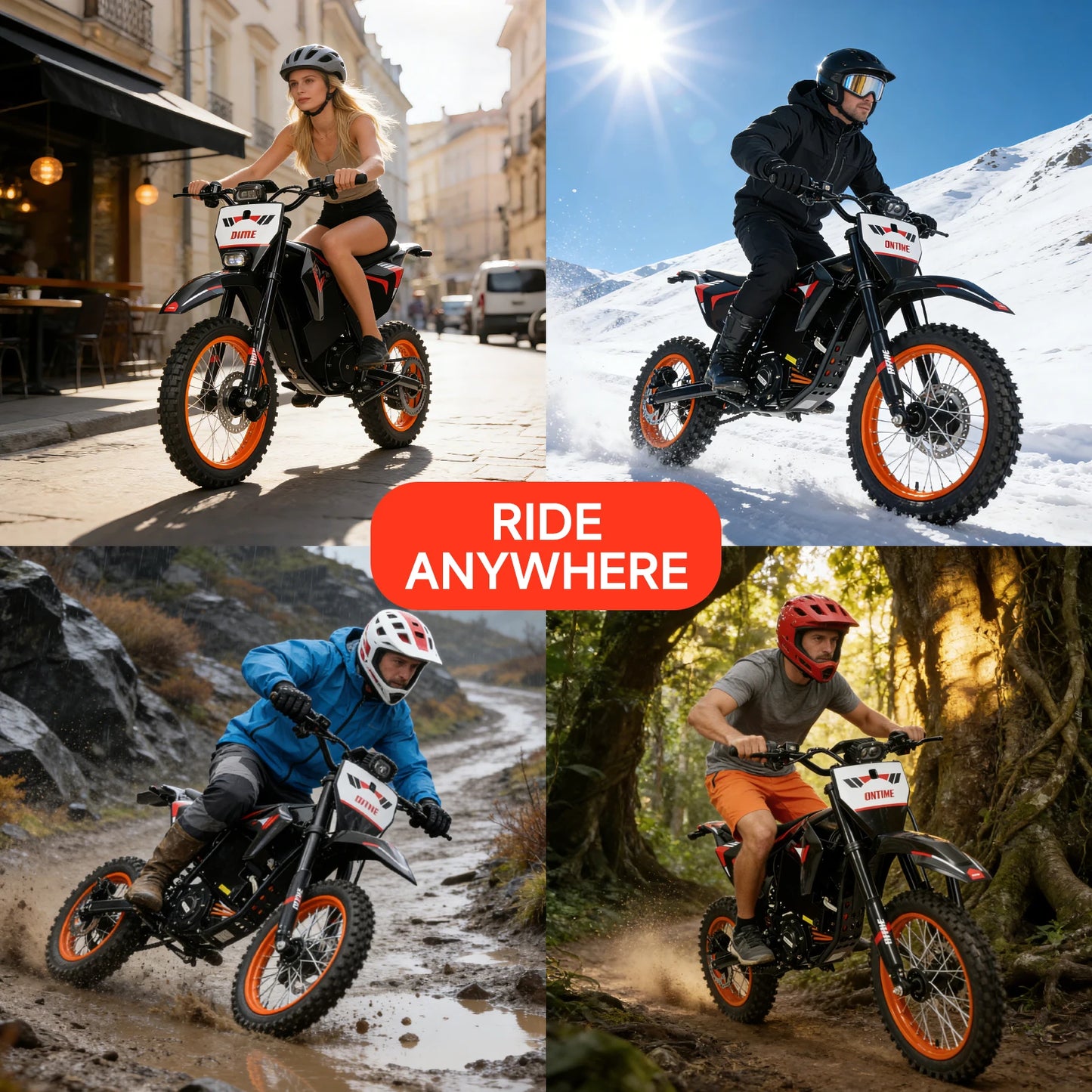 Electric Dirt Bike 4500W Peak 60V 28.8Ah Battery 50 MPH