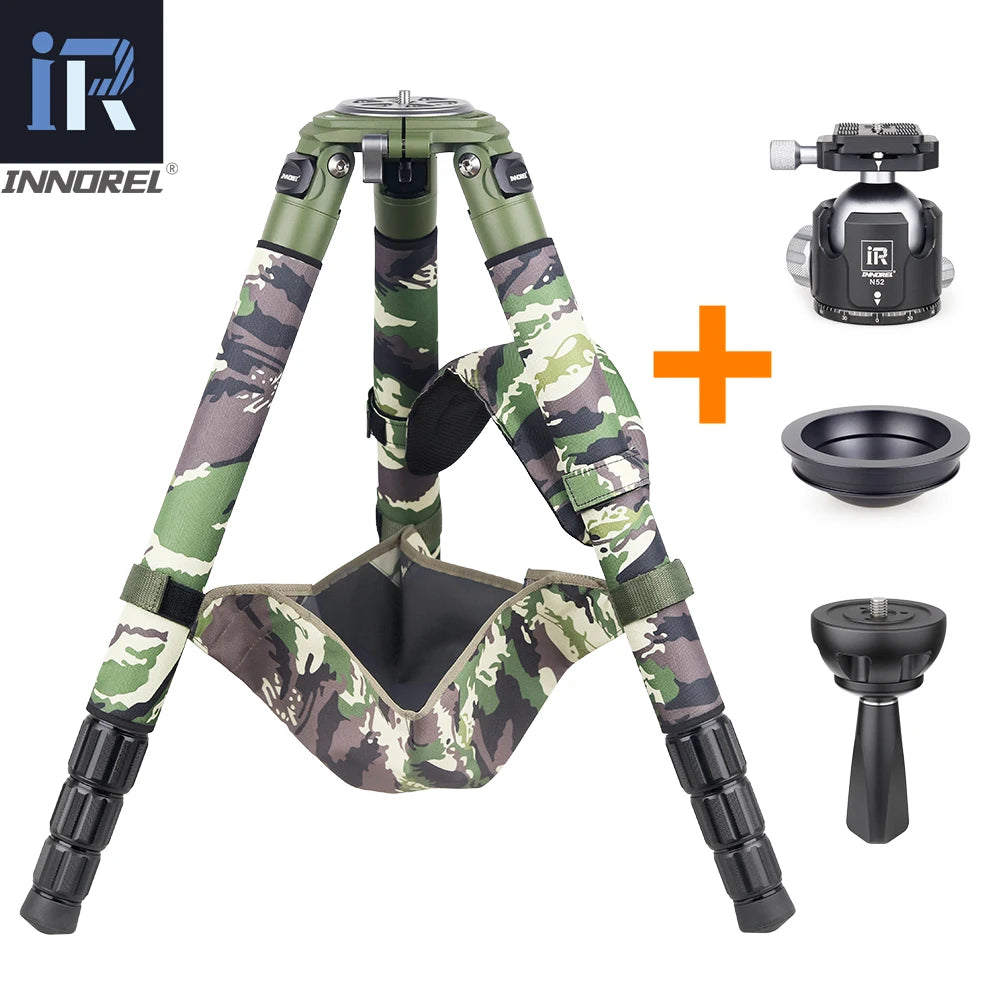 INNOREL RT90CG Camouflage Carbon Fiber Tripod 40mm Professional Birdwatching Heavy Duty Camera Stand 40kg Load for DSLR Cameras