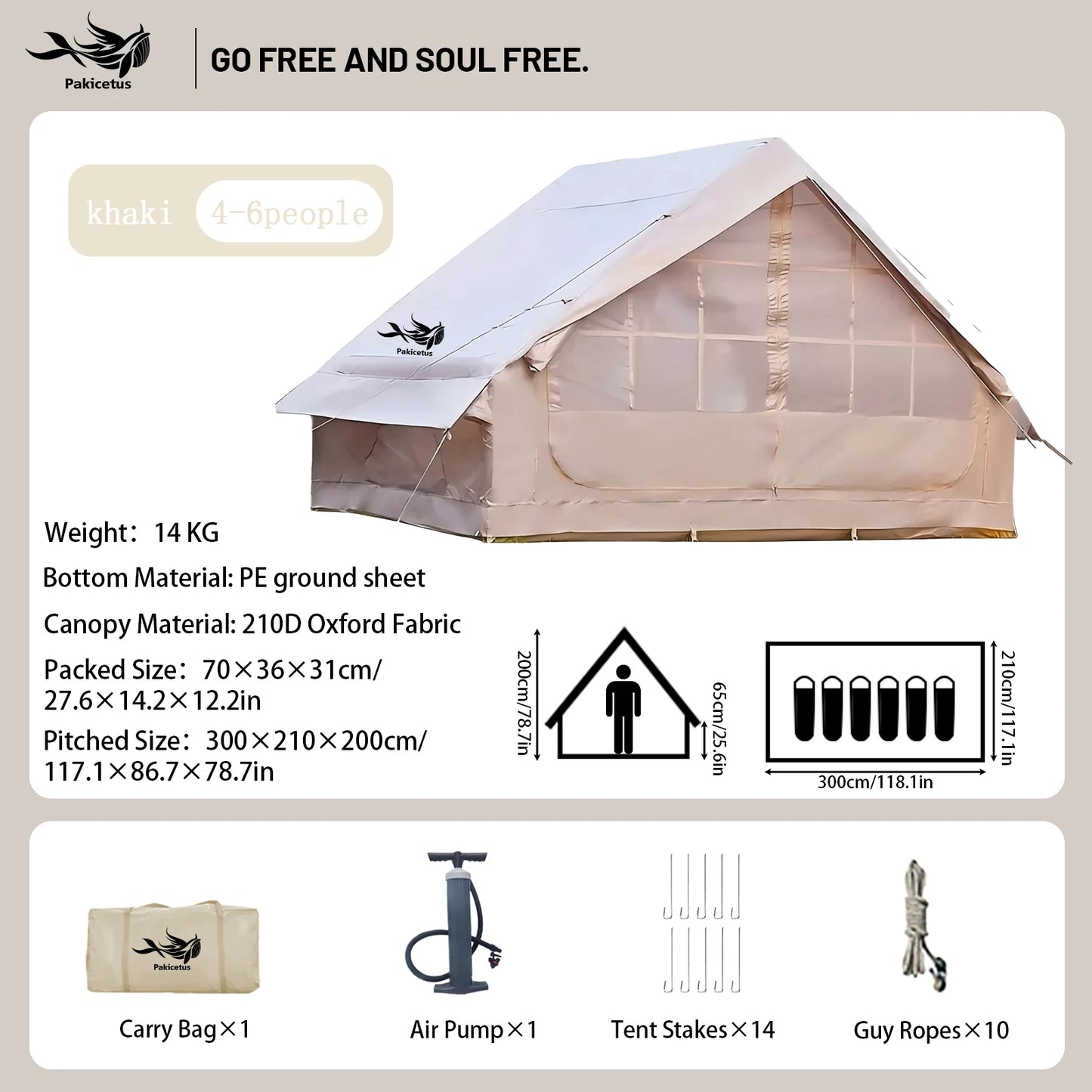 Inflatable Quick Setup Camping Tent Waterproof Family Tent Portable