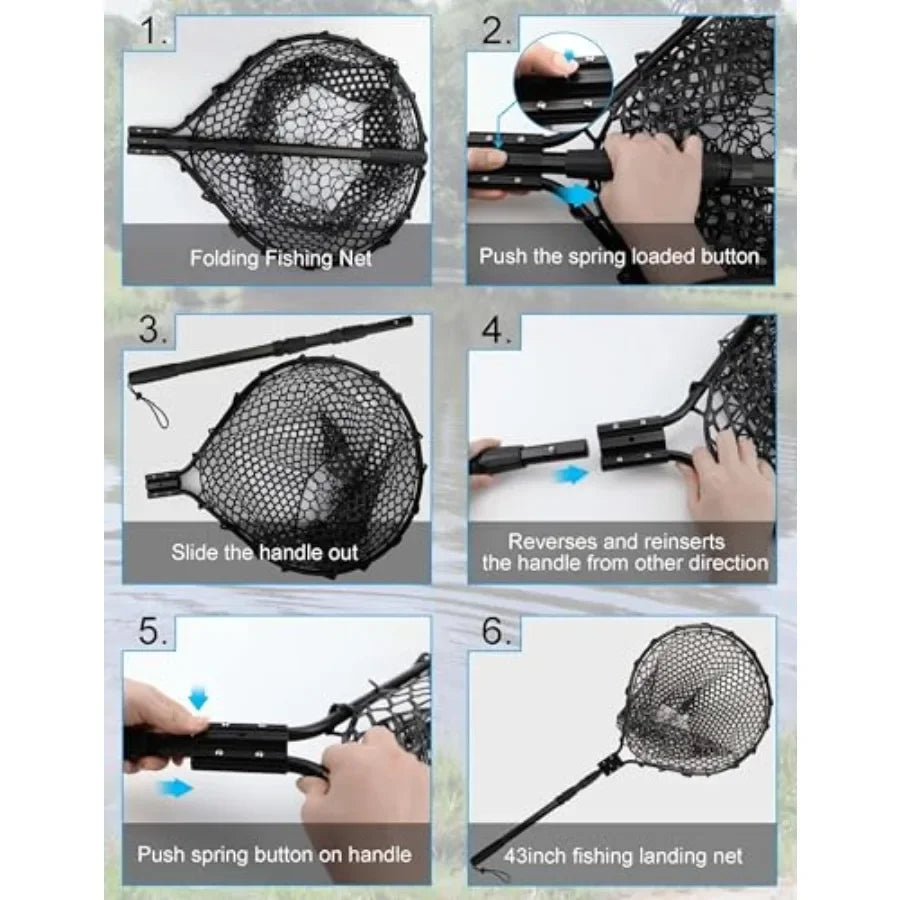 Kayak Fishing Net With 70 Telescoping Handle And Rubber Coated Frame