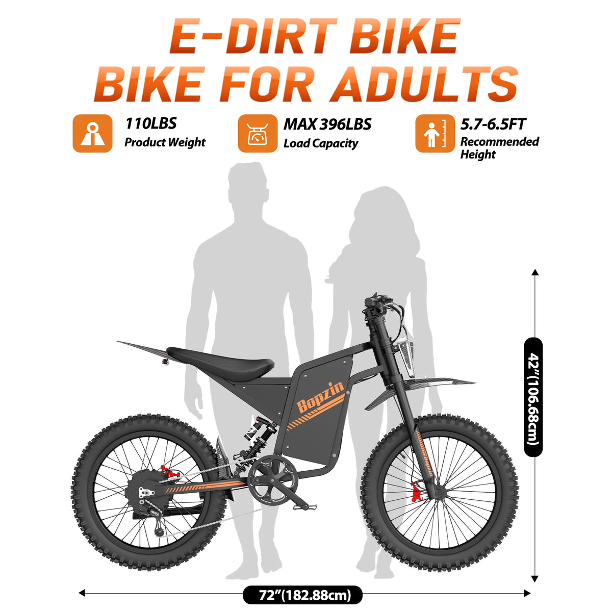 Bopzin Peak 3000W Electric Dirt Bike For Adults With Suspension