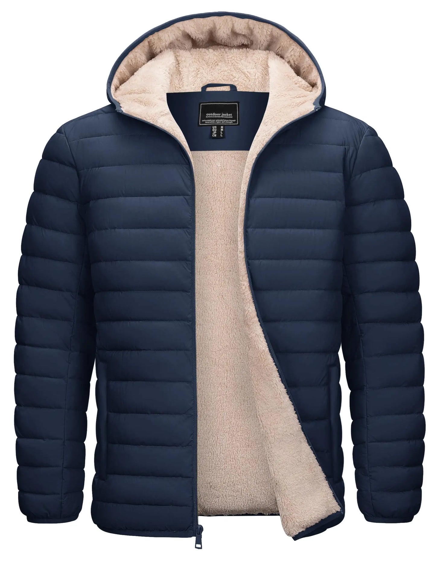 Cavva Mens Hooded Puffer Jacket Sherpa Lined Winter Coat