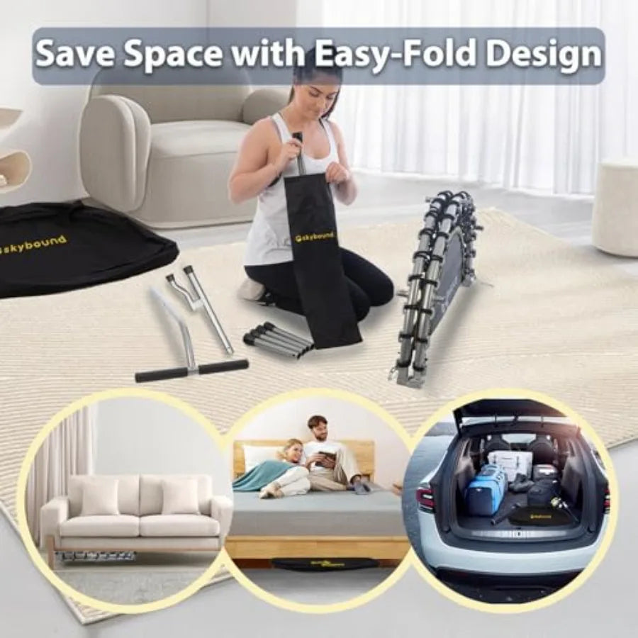 Indoor Fitness Trampoline For Adults And Kids Foldable Steel Frame