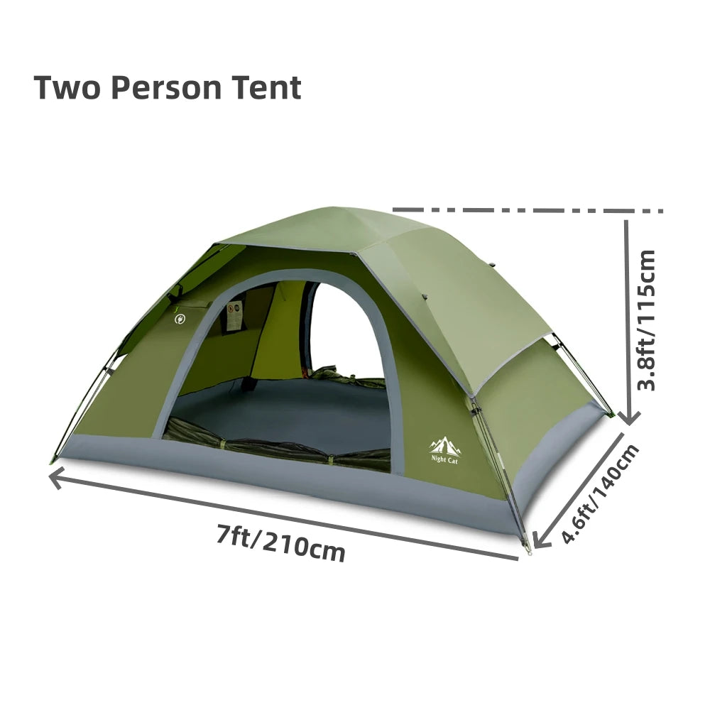 Night Cat Three To Four Person Waterproof Camping Tent With Rainfly Double Layer