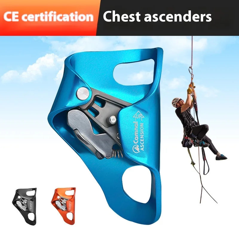 Chest Ascender for Rock Climbing Professional Fall Arrester Rope Climber Belay Device for Mountaineering Caving Training
