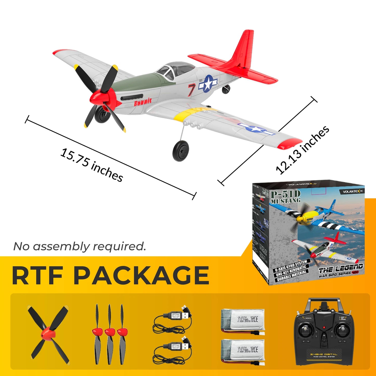 Volantexrc P51 Mustang RC Plane 4 Channel Easy Assembly