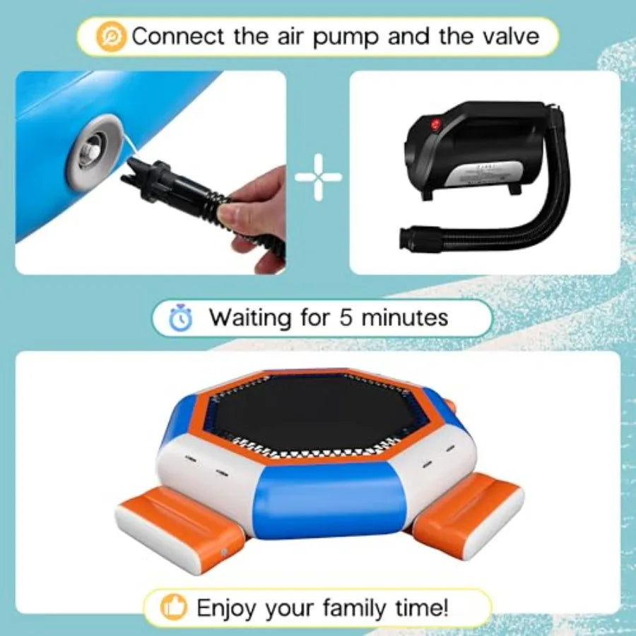 Inflatable Water Trampoline For Lakes Or Pools With Platforms