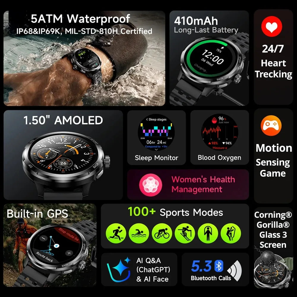 ULEFONE Armor Watch Pro AMOLED Smartwatch With GPS