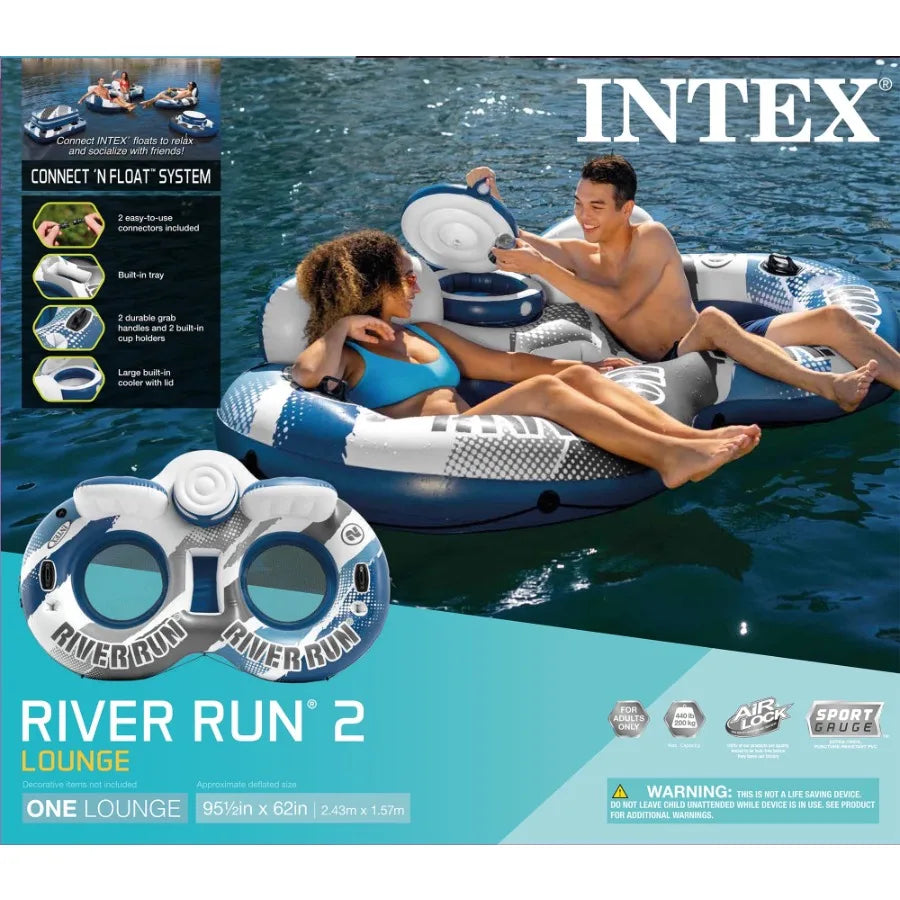 River Run Inflatable Water Tube with Cooler and Quick Connects