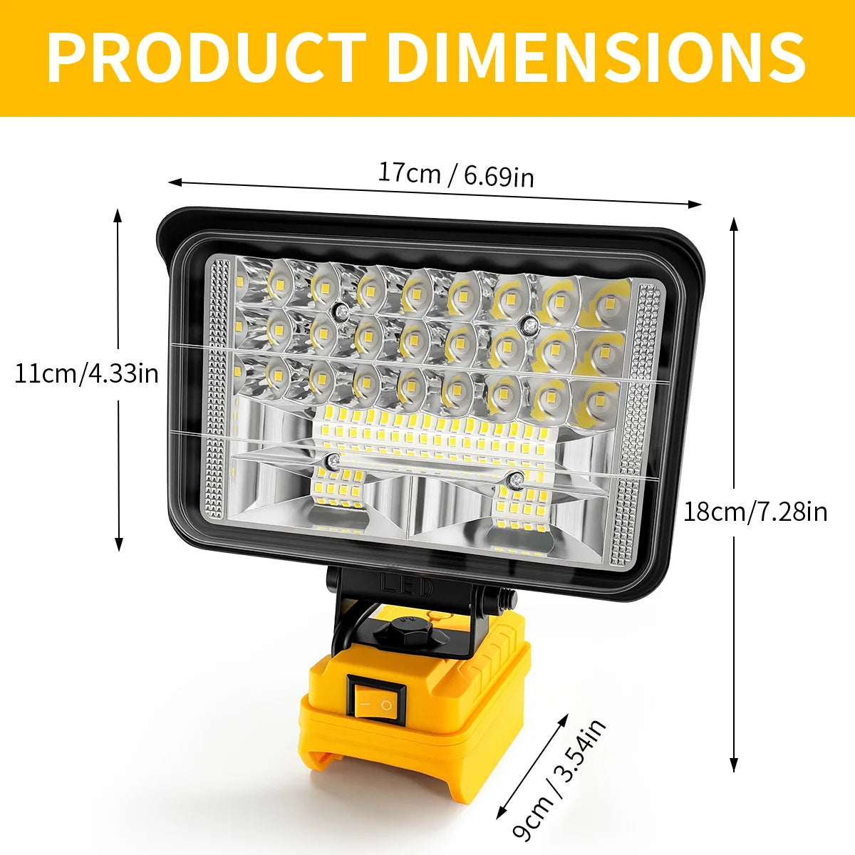 Outdoor LED Spotlight With Dual USB Ports For Dewalt 20V