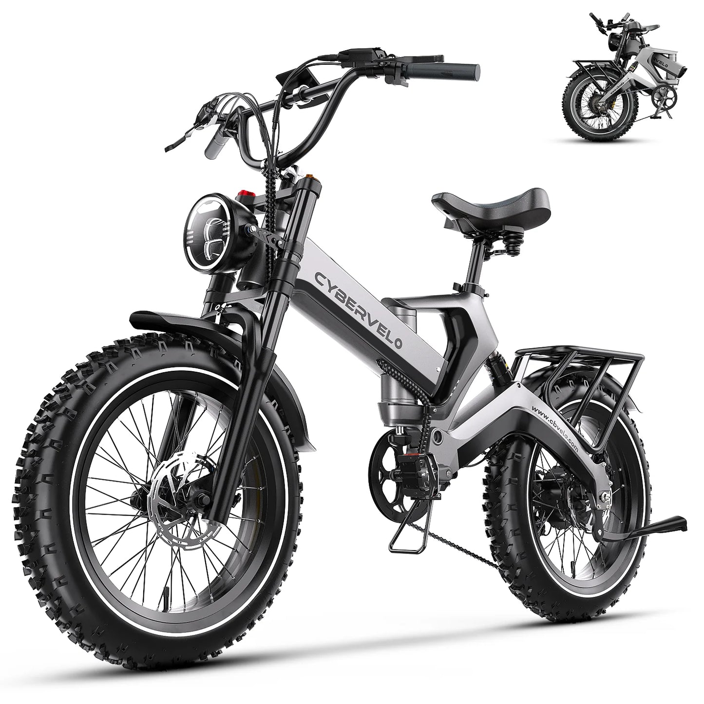 Cybervelo 2000W Foldable Fat Tire Electric Bike 48V Battery