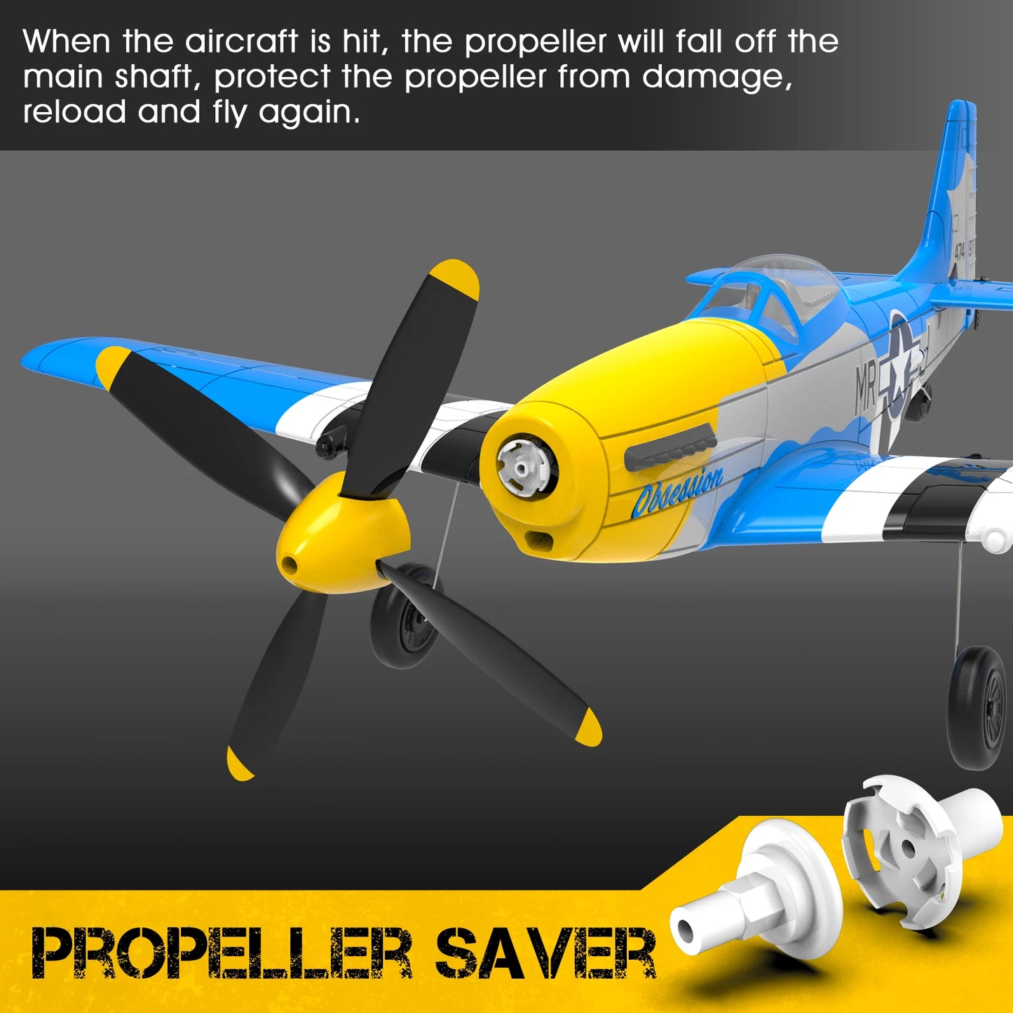 RCkuler Volantexrc 4Ch RTF RC Plane P51D Mustang OneKey Aerobatic 6Axis Gyro