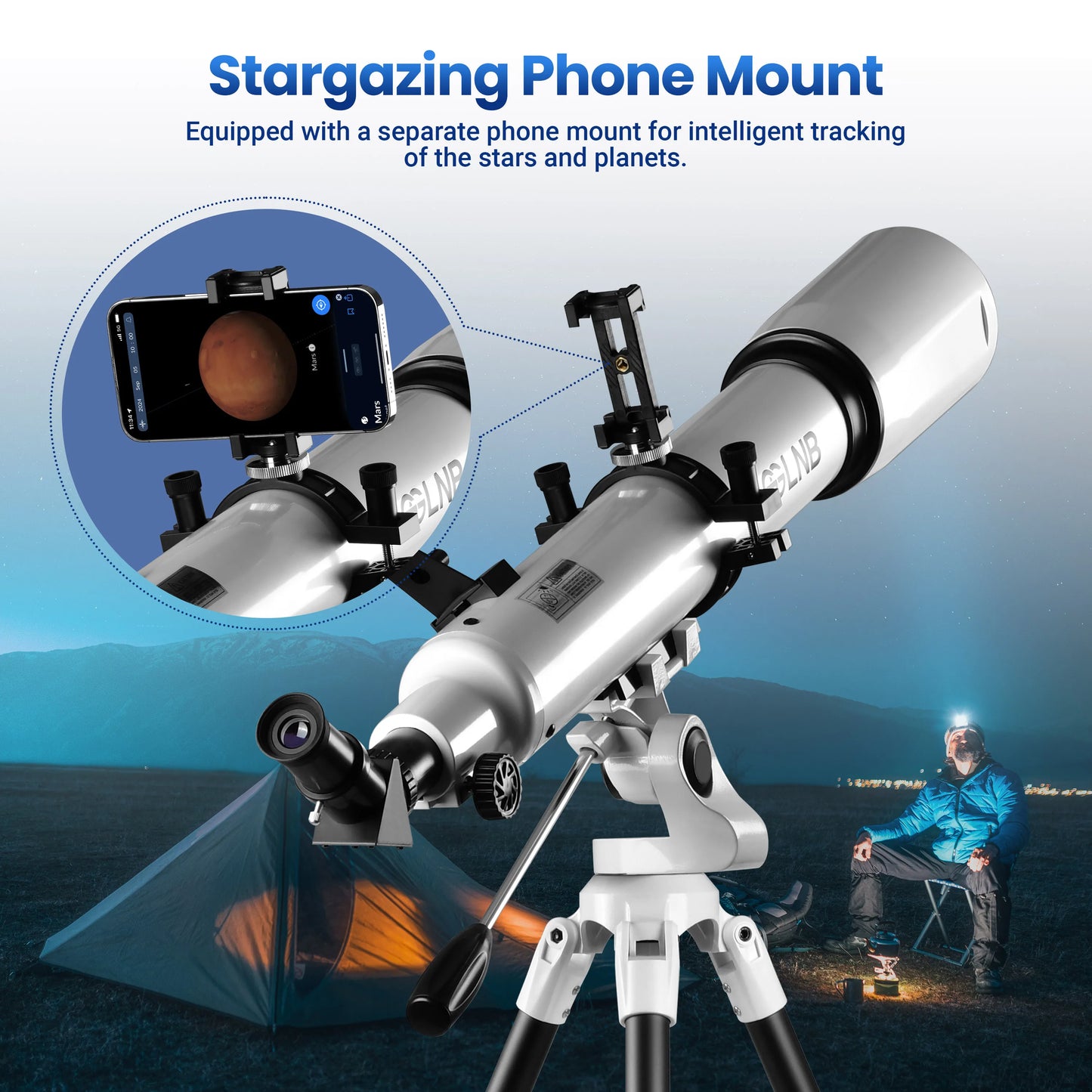 Astronomy Telescope With Phone Adapter And Wireless Remote For Stargazing