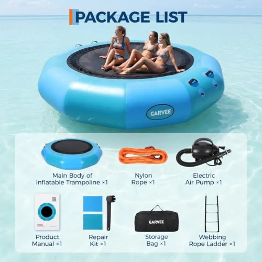 Inflatable PVC Water Trampoline With Electric Pump And Rope Ladder