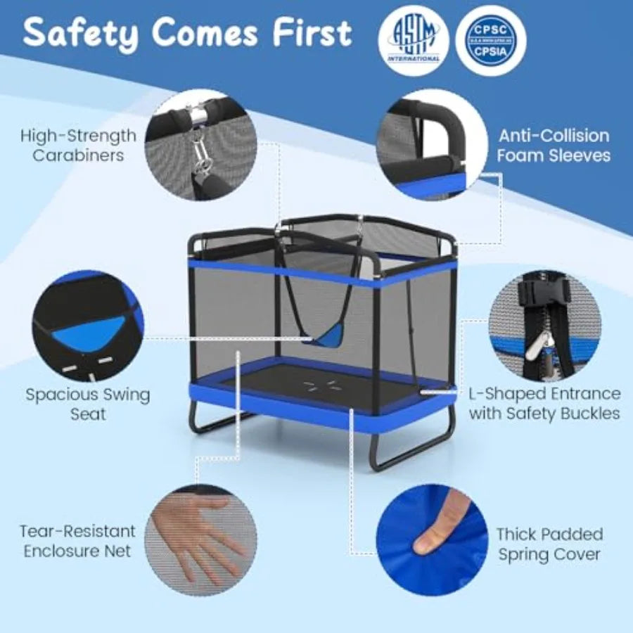 Indoor Outdoor Trampoline Rectangle With Steel Frame Enclosure
