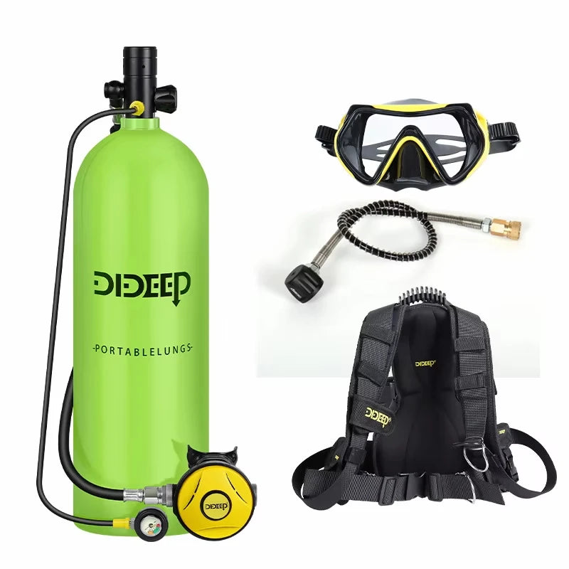DIDEEP 4L Mini Scuba Diving Tank Set, Up to 40-60Mins Underwater Diving Time, Easy to Use Lung Bottle. Portable Diving Cylinder