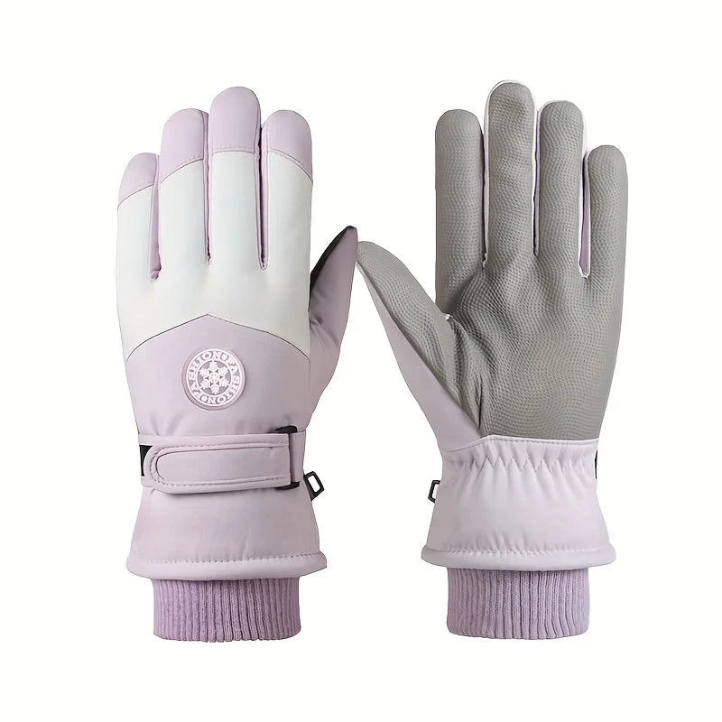 Winter Unisex Snowboard Ski Gloves PU Leather Waterproof Touch Screen