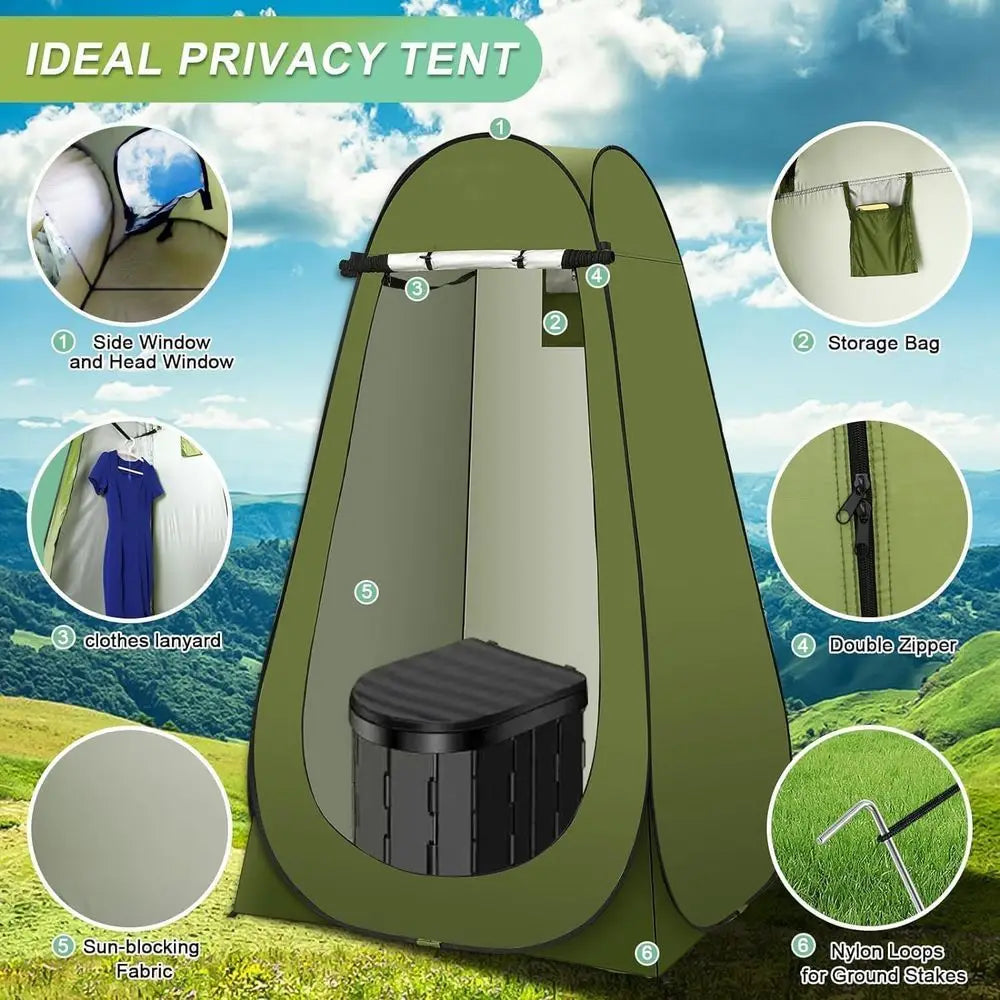 Compact Camping Toilet Privacy Tent Washable Shower Kit
