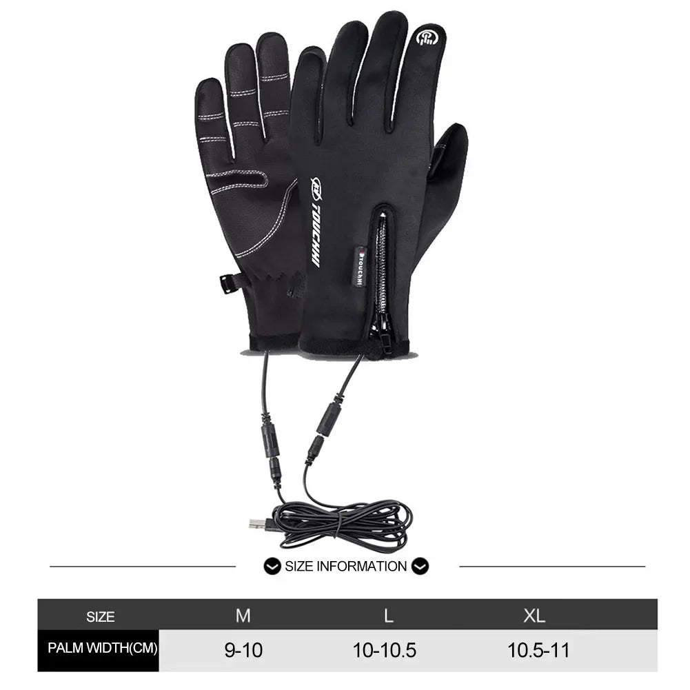 Heated Gloves Eletric Thermal Heat Gloves Winter Warm Touch Screen Skiing Hunting Fishing Waterproof Heated Rechargeable Gloves