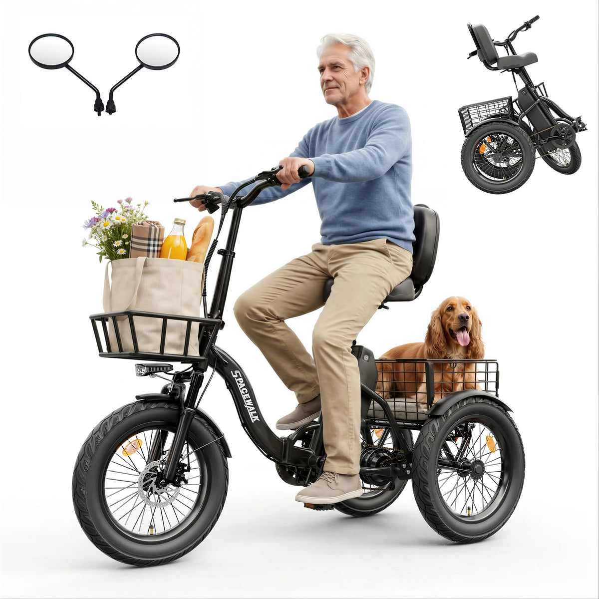 Eilleo Spacewalk Folding Electric Trike With 1200W Motor