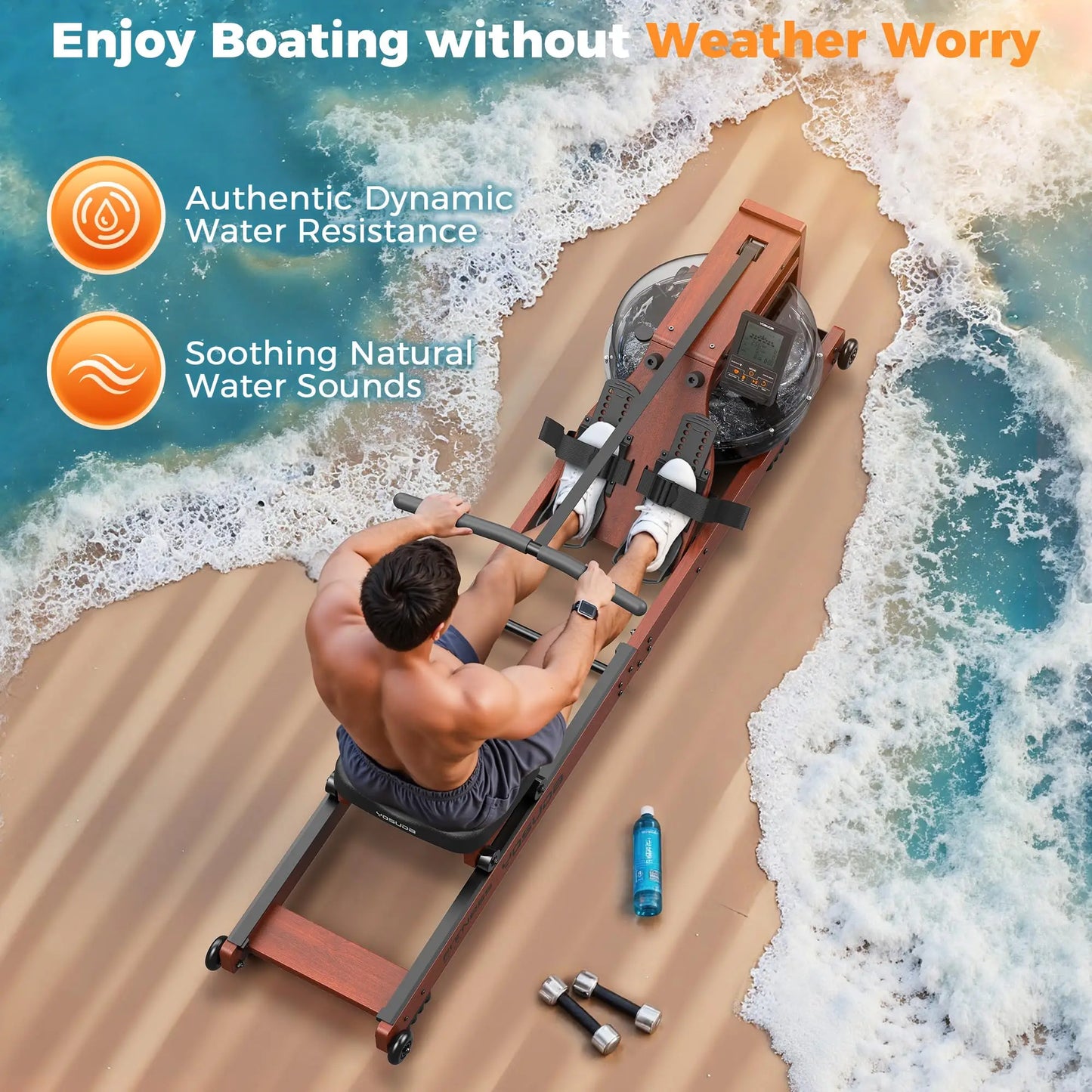 YOSUDA Water Rowing Machine For Home Use Foldable With Monitor
