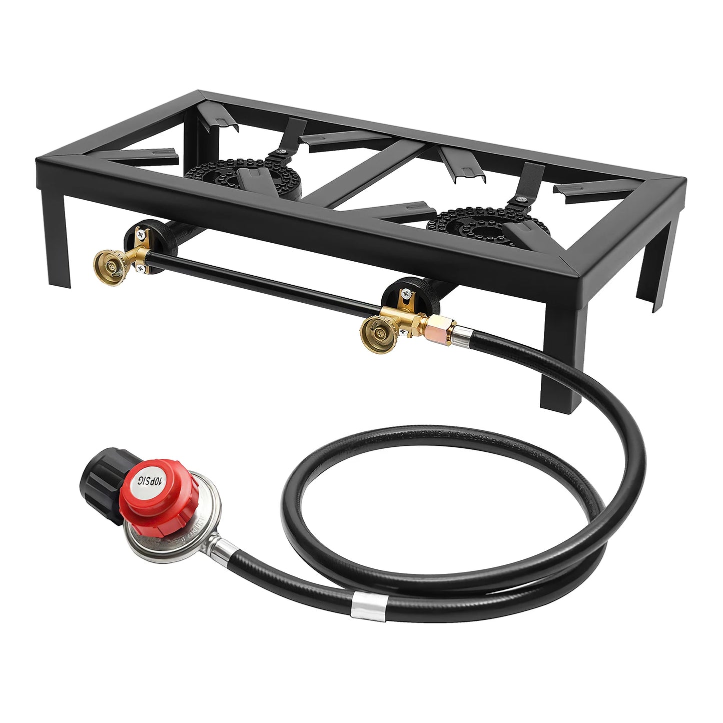 Double Burner 8000W Portable Outdoor Gas Stove With Regulator Hose