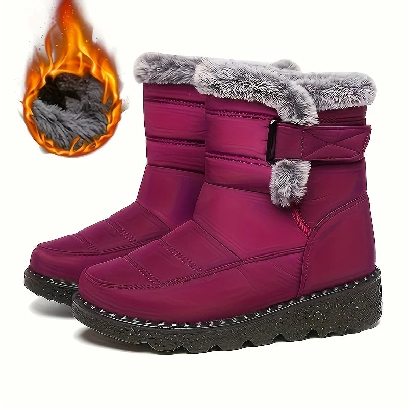 Women Winter Mid Calf Snow Boots Waterproof Plush Lined