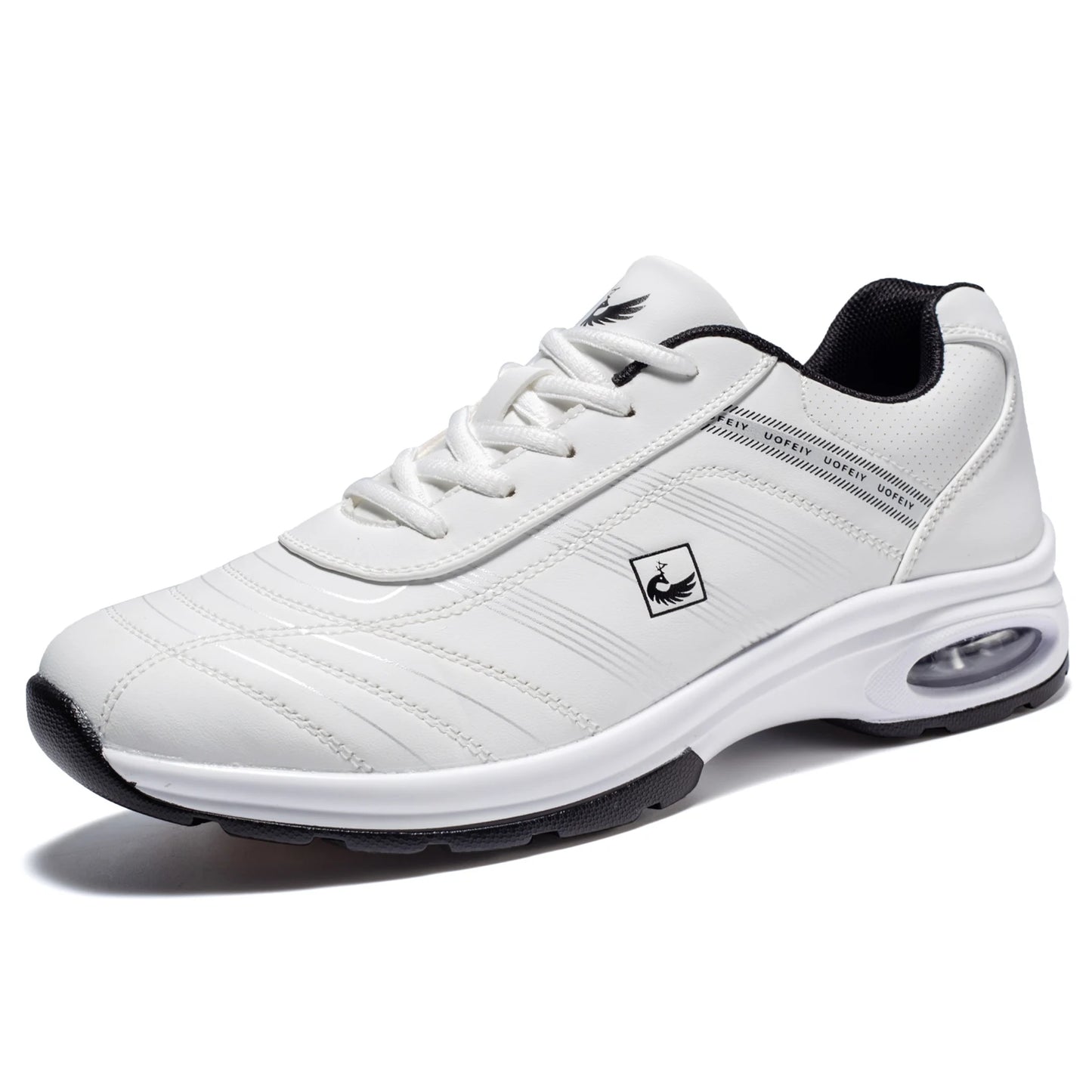Mens Leather Golf Shoes Breathable Air Cushion Spikeless Athletic Sneakers