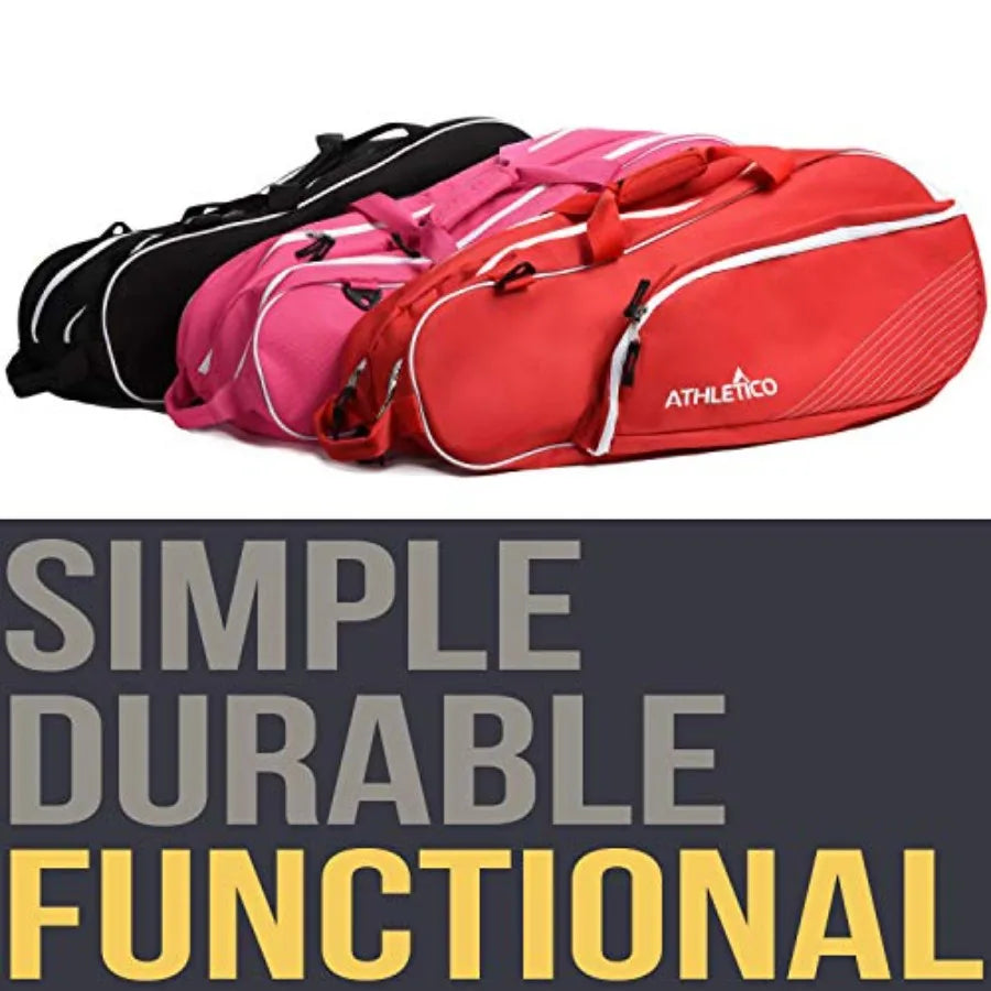 6 Racquet Tennis Bag Padded to Protect Rackets Lightweight Professional or Beginner Tennis Players Unisex Design for Men, Women