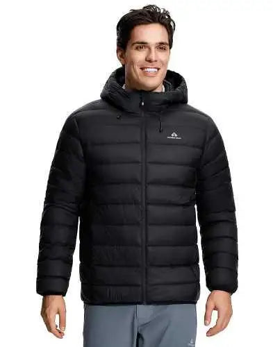 Pioneer Camp Men's Lightweight Packable Hooded Down Puffer Jacket