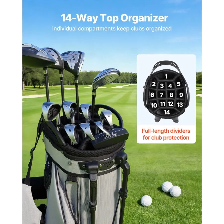 Golf Cart Bag With 14 Way Top Divider And Full Length Divider