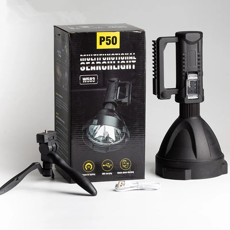 Rechargeable LED Spotlight Portable USB Searchlight Waterproof