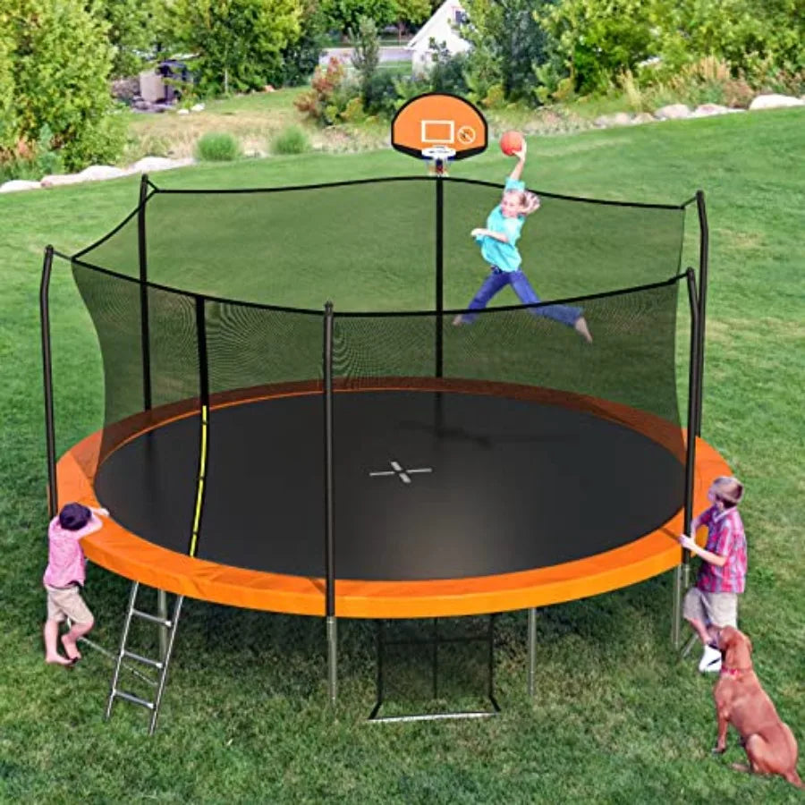 Outdoor Trampoline With Steel Frame UV Resistant Mat And Safety Net