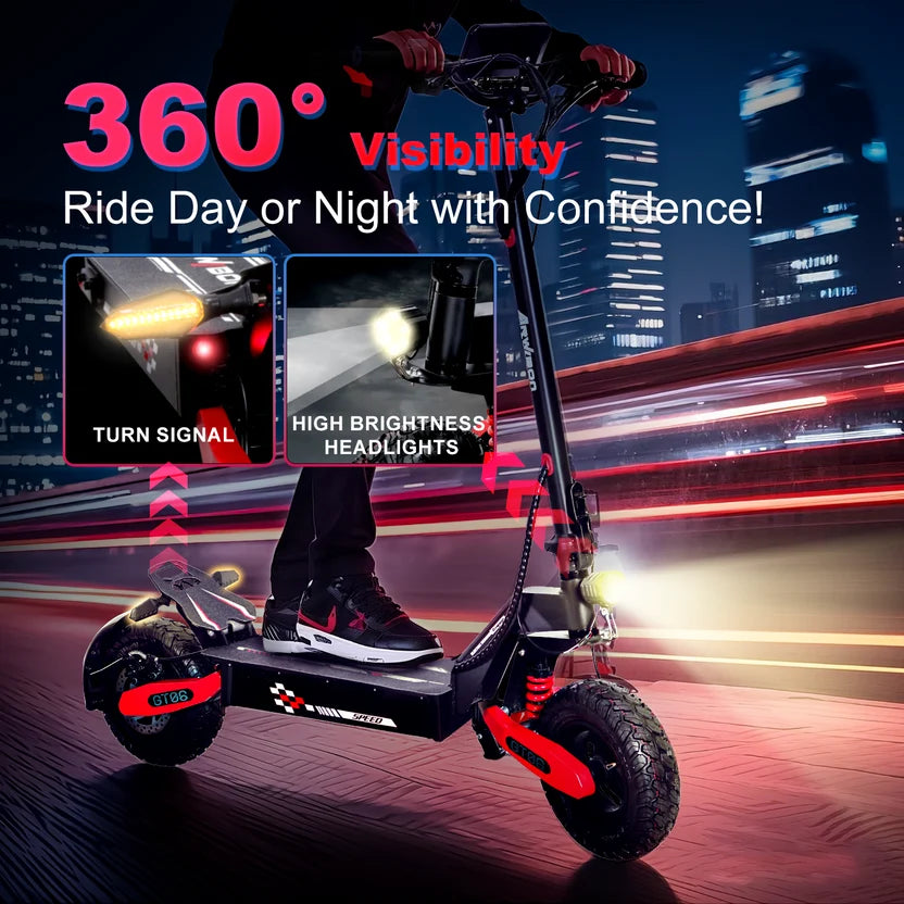 Supplier graphic showing the Red GT06 scooter headlights and turn signals