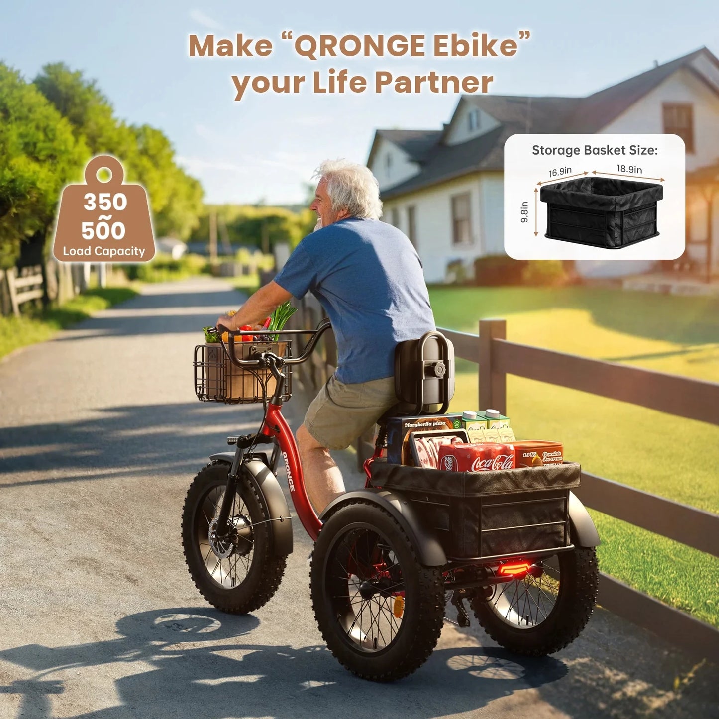 QRONGE 960W Peak Electric Bike For Adults 36V 13.5Ah