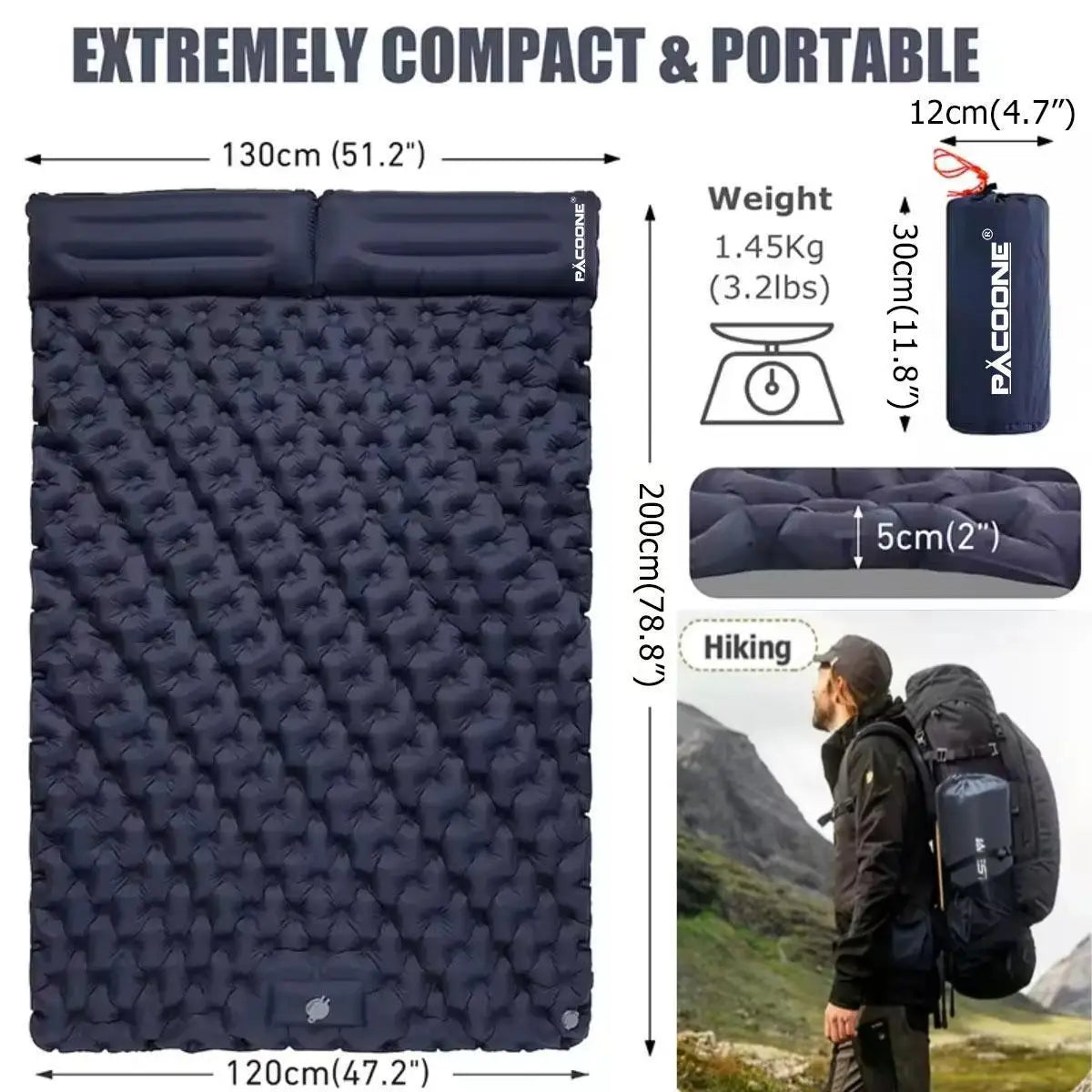 Foldable Outdoor Camping Inflatable Mattress Warm Indoor Sleeping Pad