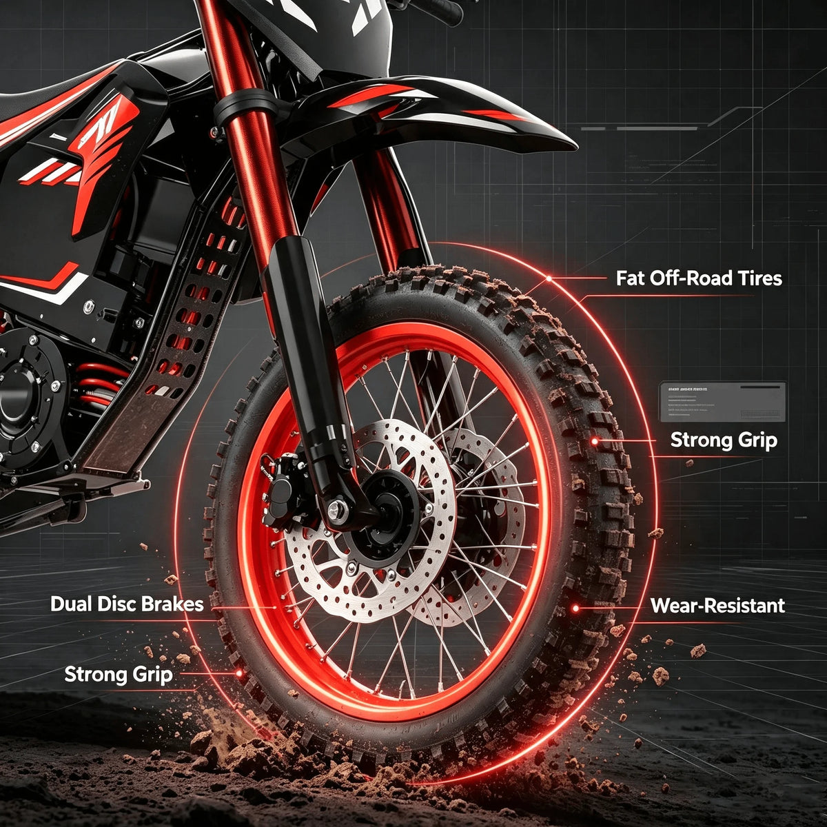 Tolife 1200W Electric Dirt Bike 48V Off Road Motorcycle