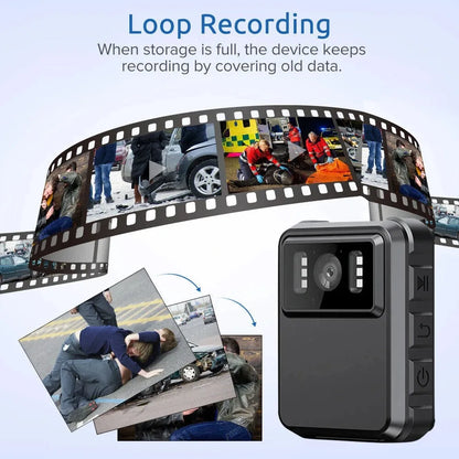 1080P HD WiFi Body Camera IR Low-Light Imaging Loop Recording