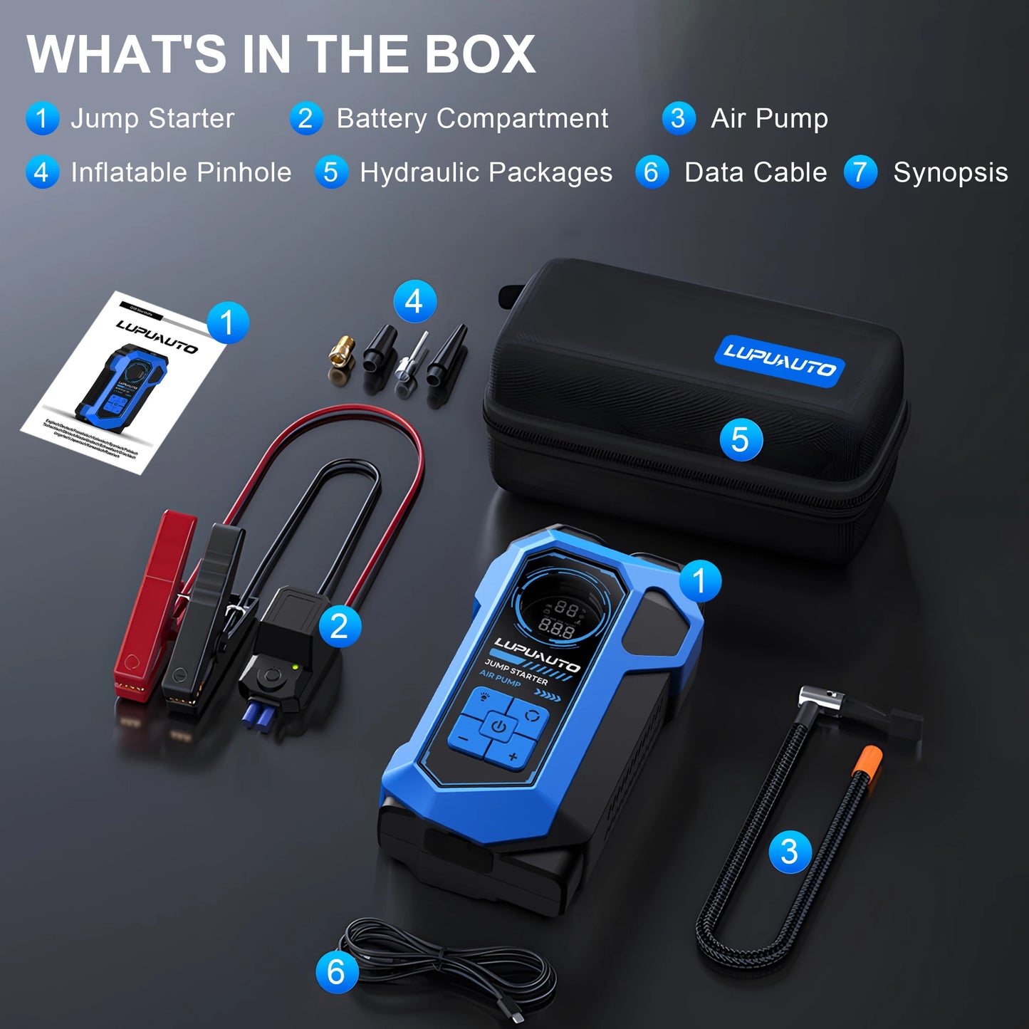 8000A Car Jump Starter With Air Compressor 160 PSI Portable Battery Booster