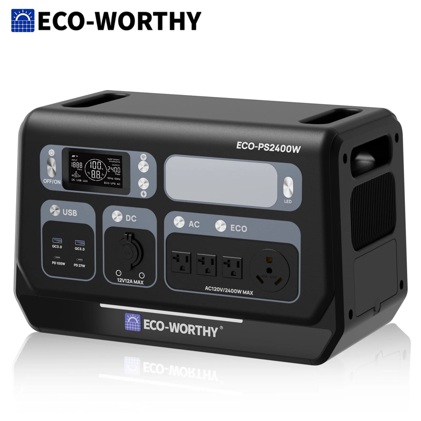 ECO－WORTHY PS2400W Power Station 2048Wh LiFePO4 Solar Generator
