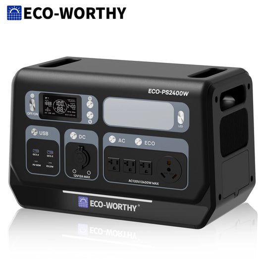 ECO－WORTHY PS2400W Power Station 2048Wh LiFePO4 Solar Generator