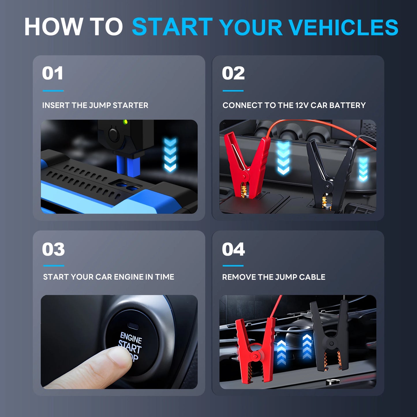 8000A Car Jump Starter With Air Compressor 160 PSI Portable Battery Booster