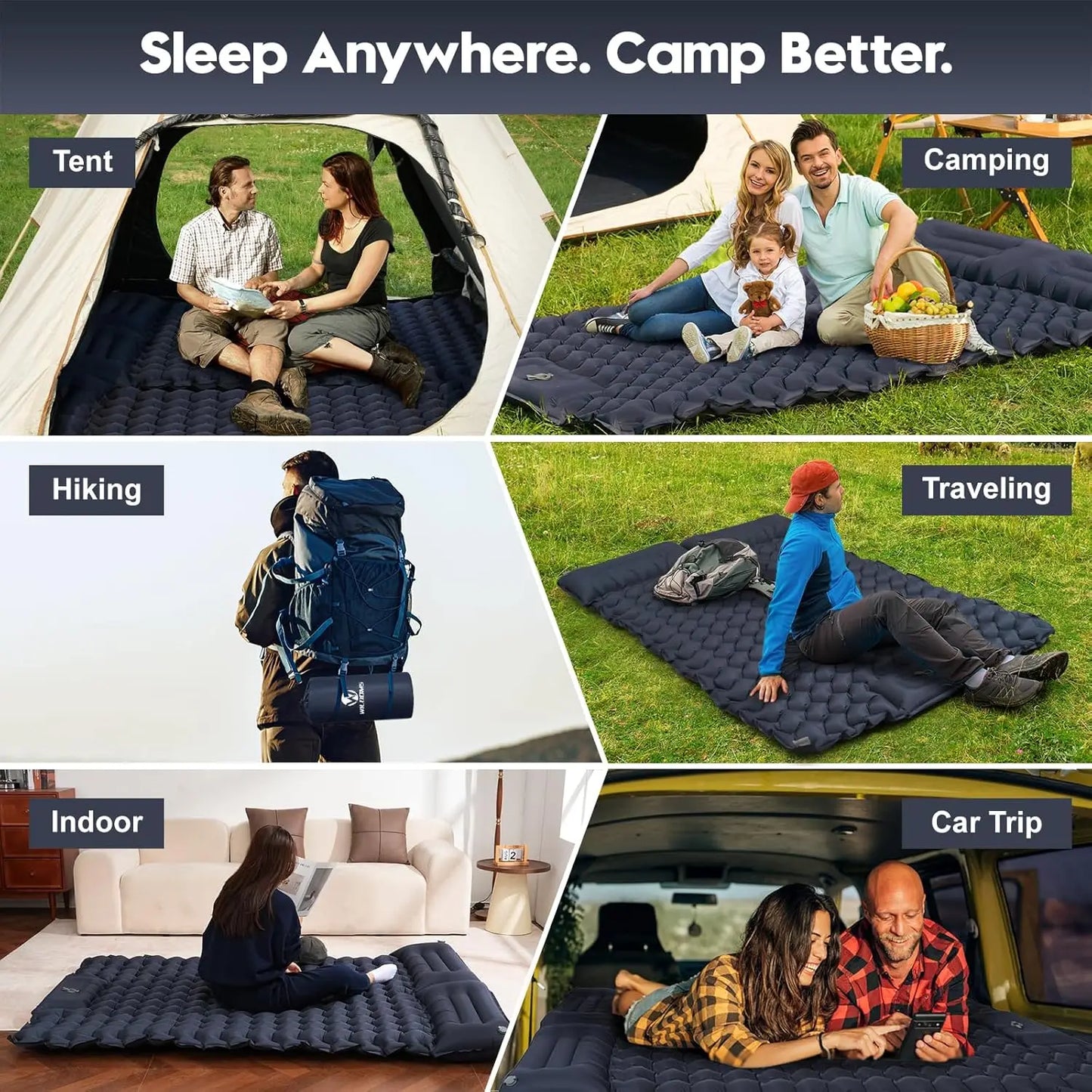 Foldable Outdoor Camping Inflatable Mattress Warm Indoor Sleeping Pad