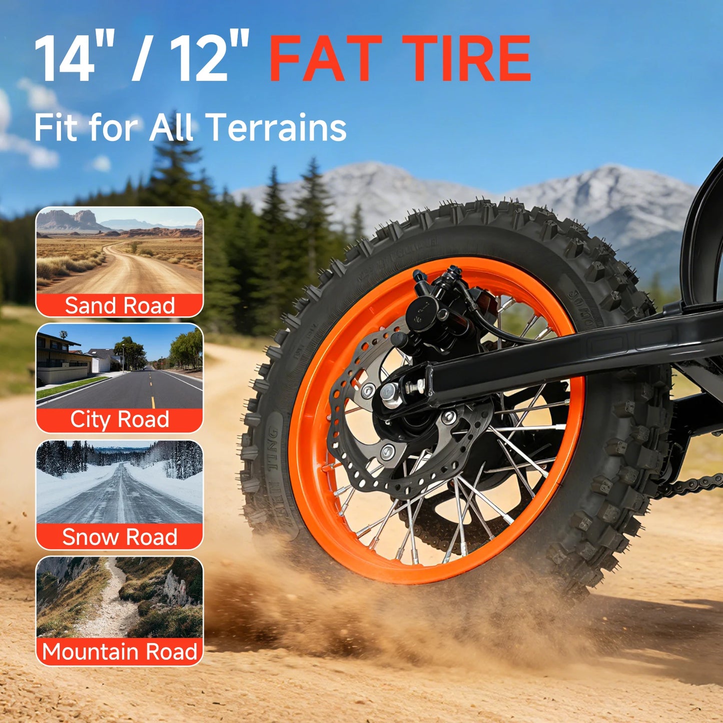 Electric Dirt Bike 4500W Peak 60V 28.8Ah Battery 50 MPH