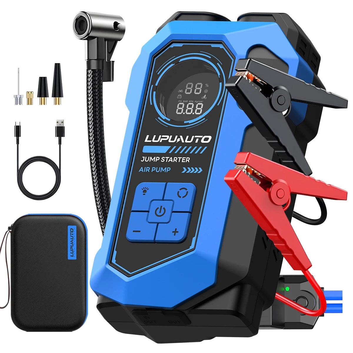 8000A Car Jump Starter With Air Compressor 160 PSI Portable Battery Booster