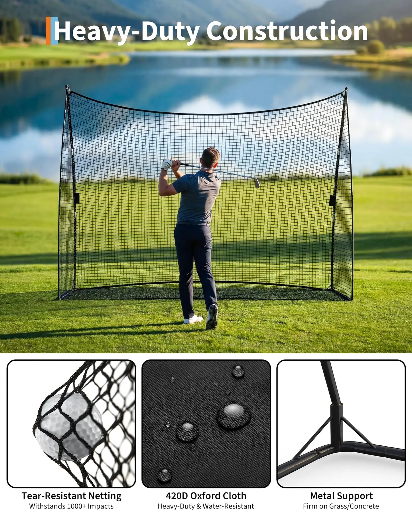 Golf Practice Net Portable Hitting Training Net With Carry Bag
