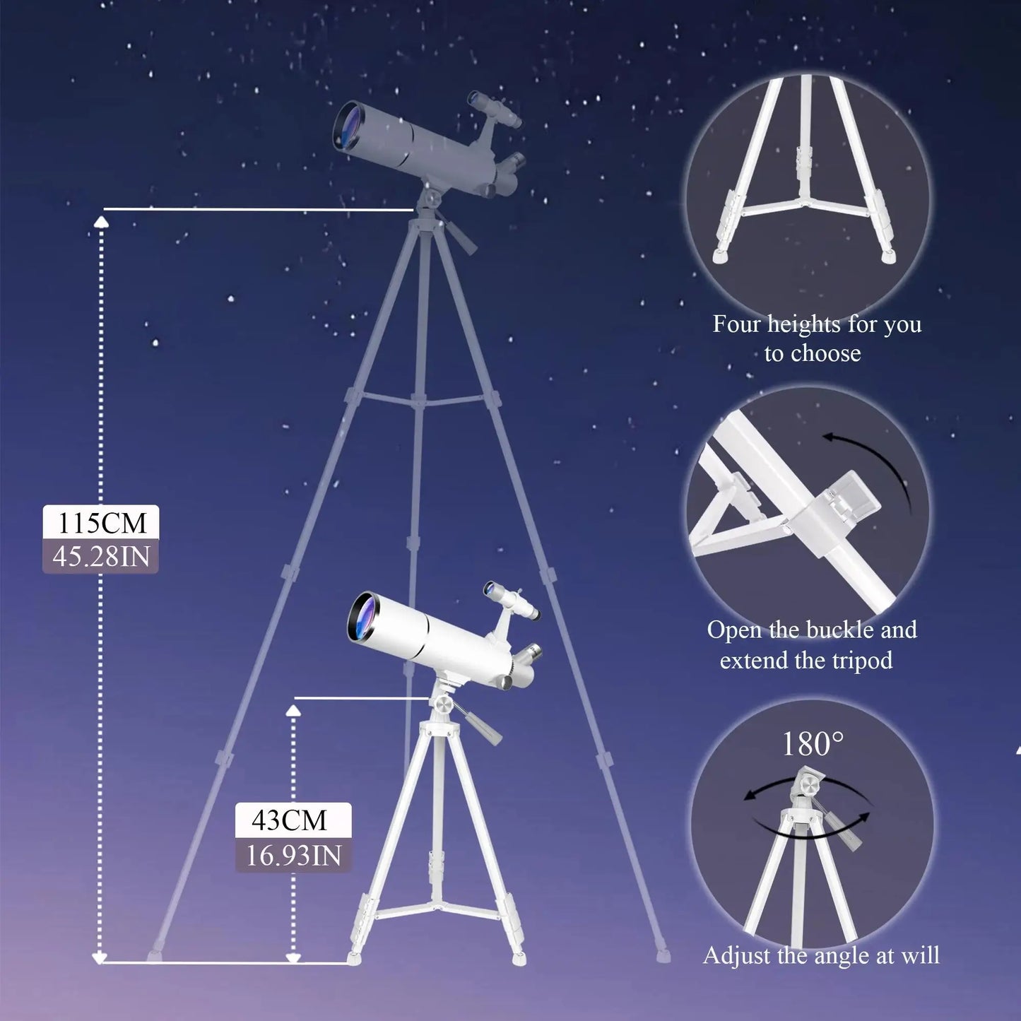 Adult Refractor Telescope With Tripod Phone Adapter Storage Bag