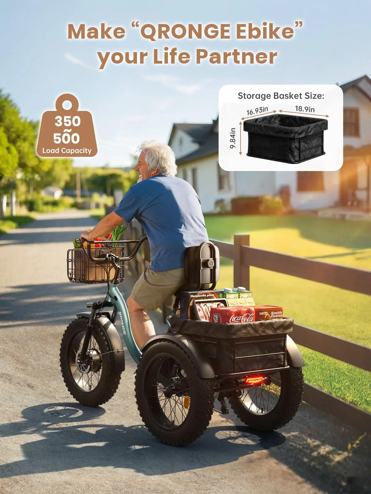 QRONGE Lava Electric Tricycle For Adults 960W 50 Mile Range