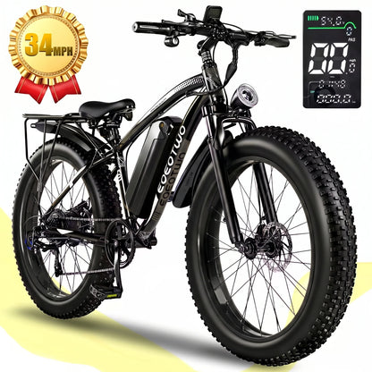 EOEOTWO 1500W Fat Tire Electric Bike All Terrain 34MPH